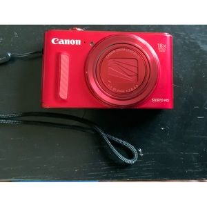 Canon Powershot SX610 HS RED incl 4 batteries, 2 cases, exc cond